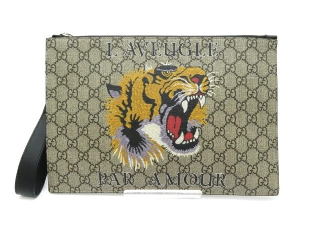 Gucci Clutch Bag GG Supreme Beige Cream